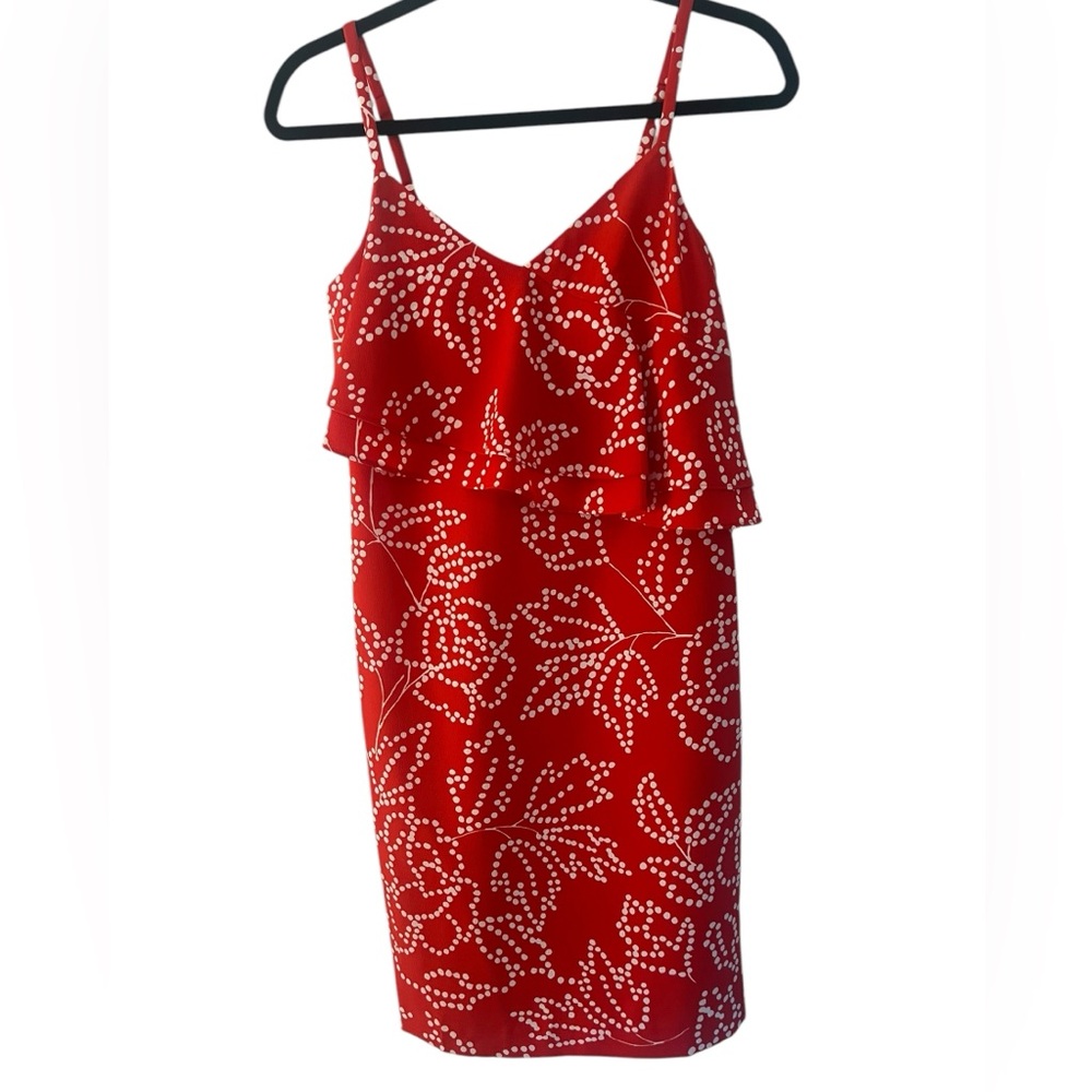 Red Floral Spaghetti Strap Dress - Karl Lagerfeld - Sz 2